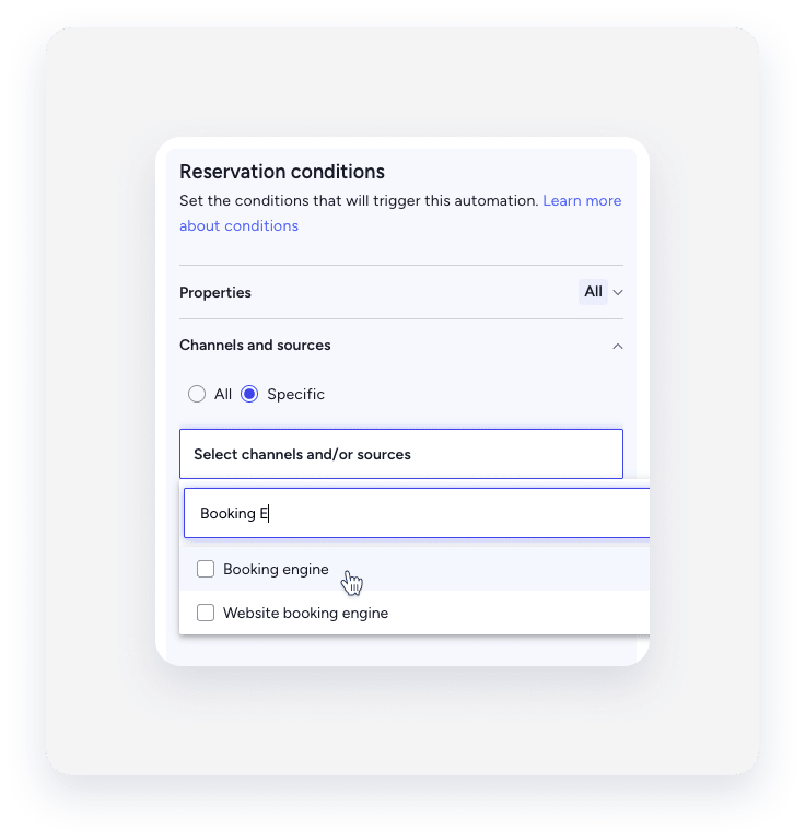 set up a reservation conditions