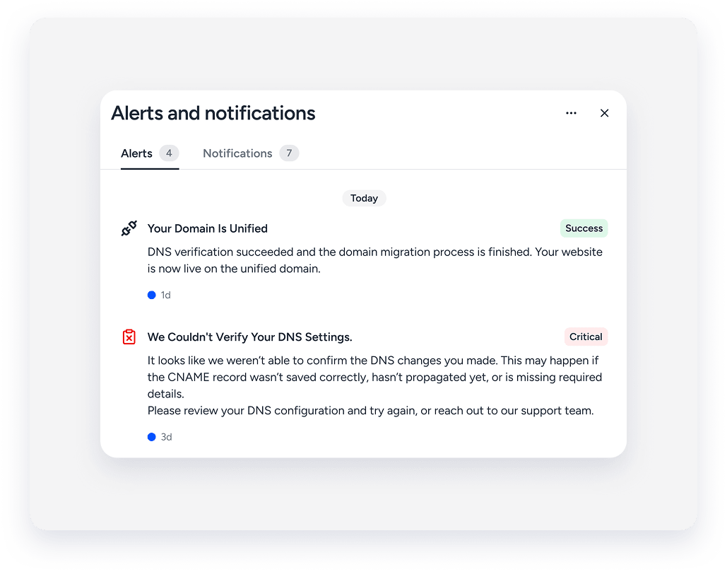 notifications center