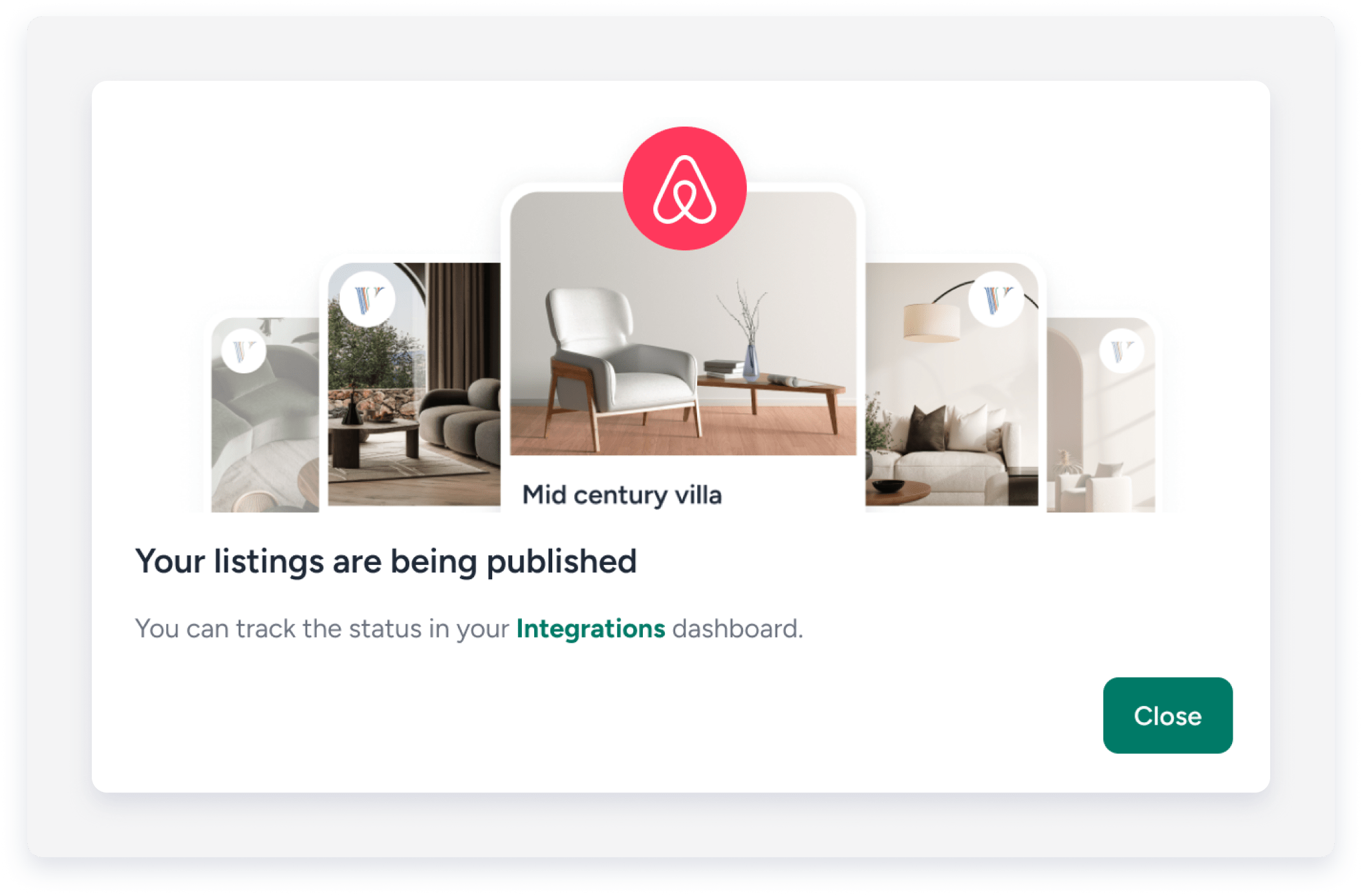 listing published popup