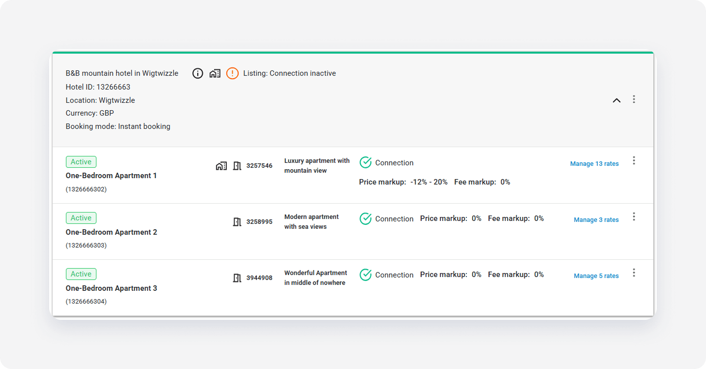 booking propertysettings