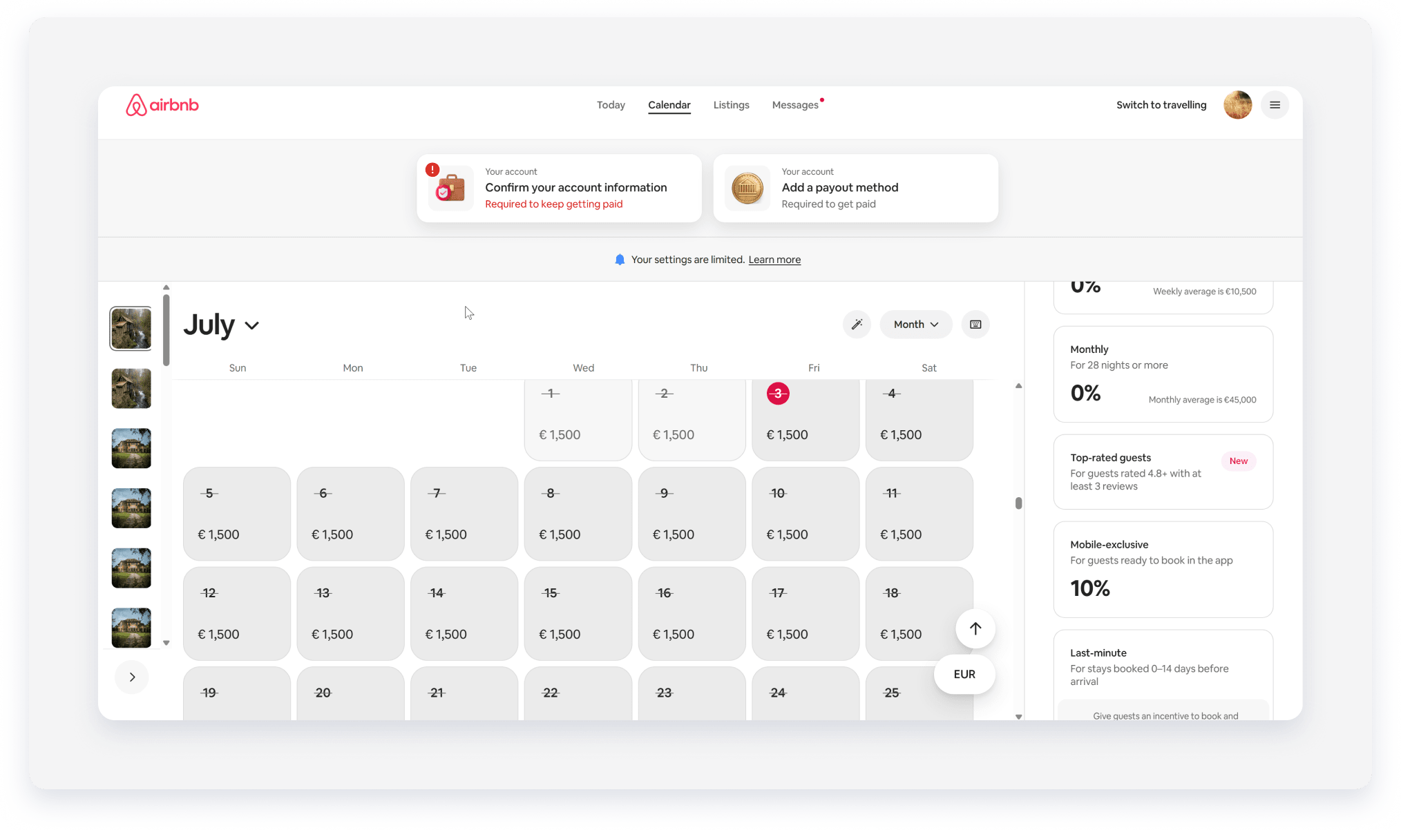 Airbnb Dashboard Discounts