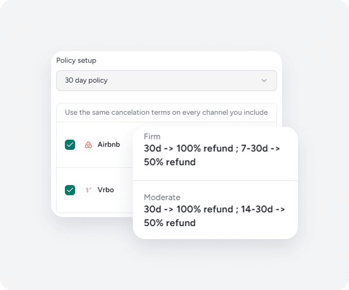 Cancellation policy terms per channel