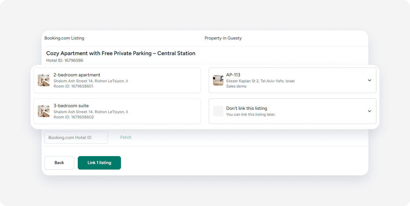 Assign Guesty properties to listings