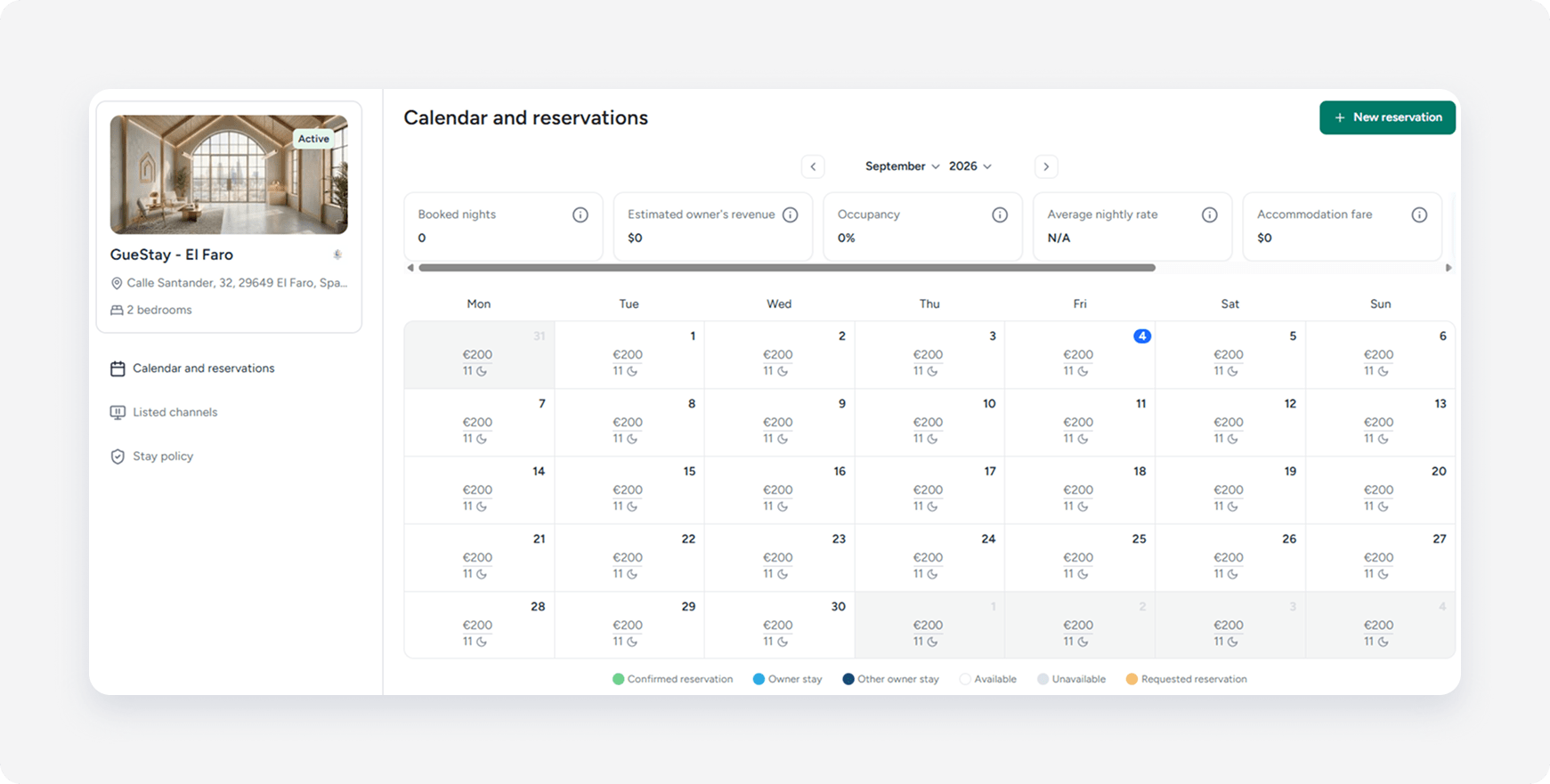 Owners Portal home information tab