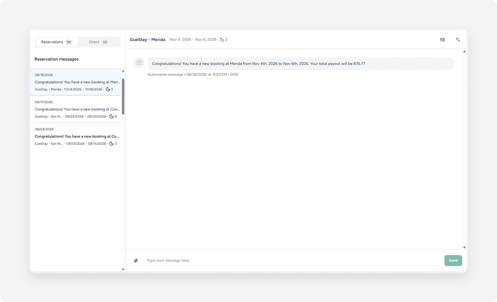 Owners Portal inbox tab