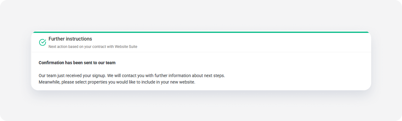 Website suite confirmation.