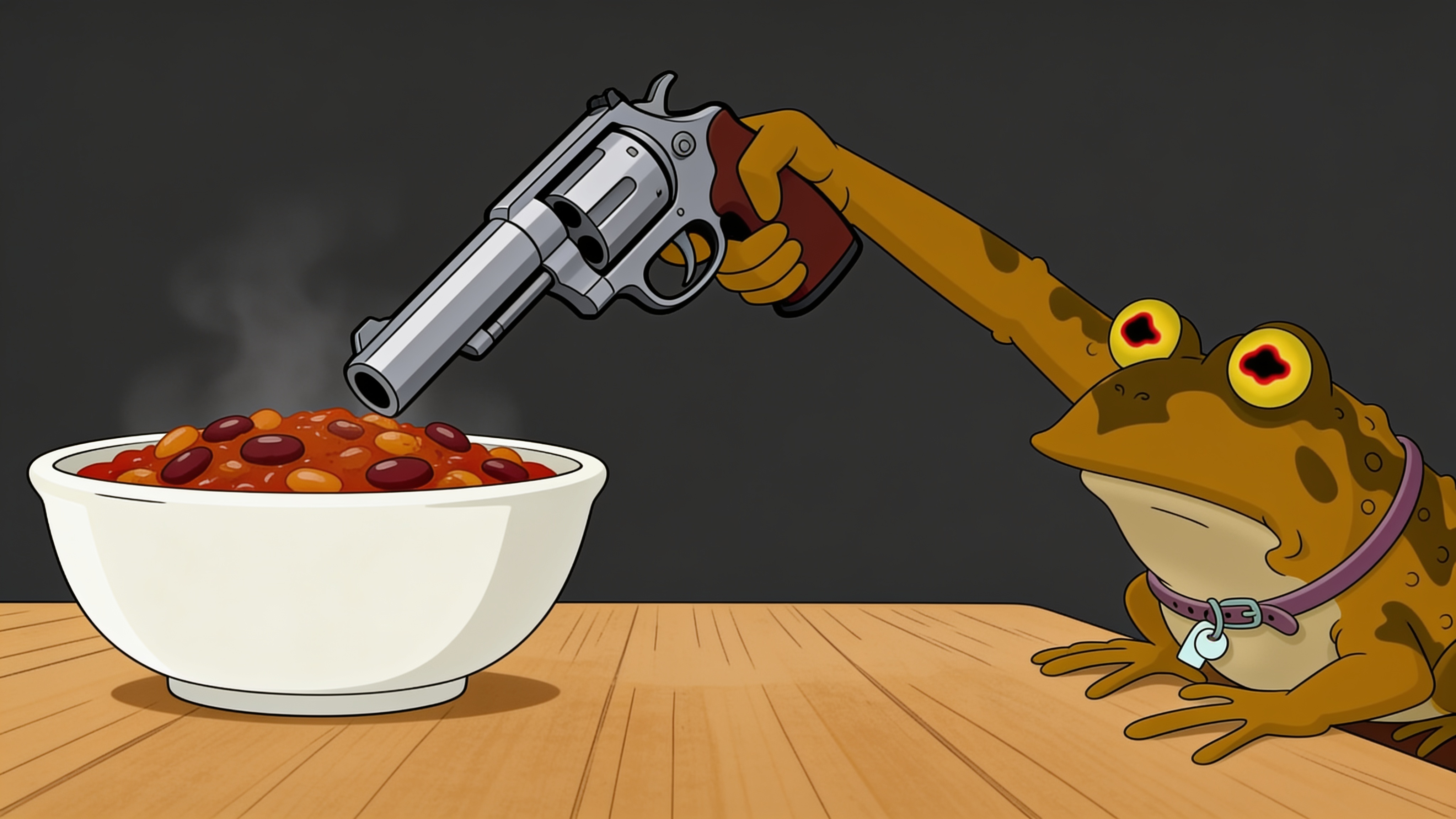 Hypnotoad pulls a revolver on the bowl