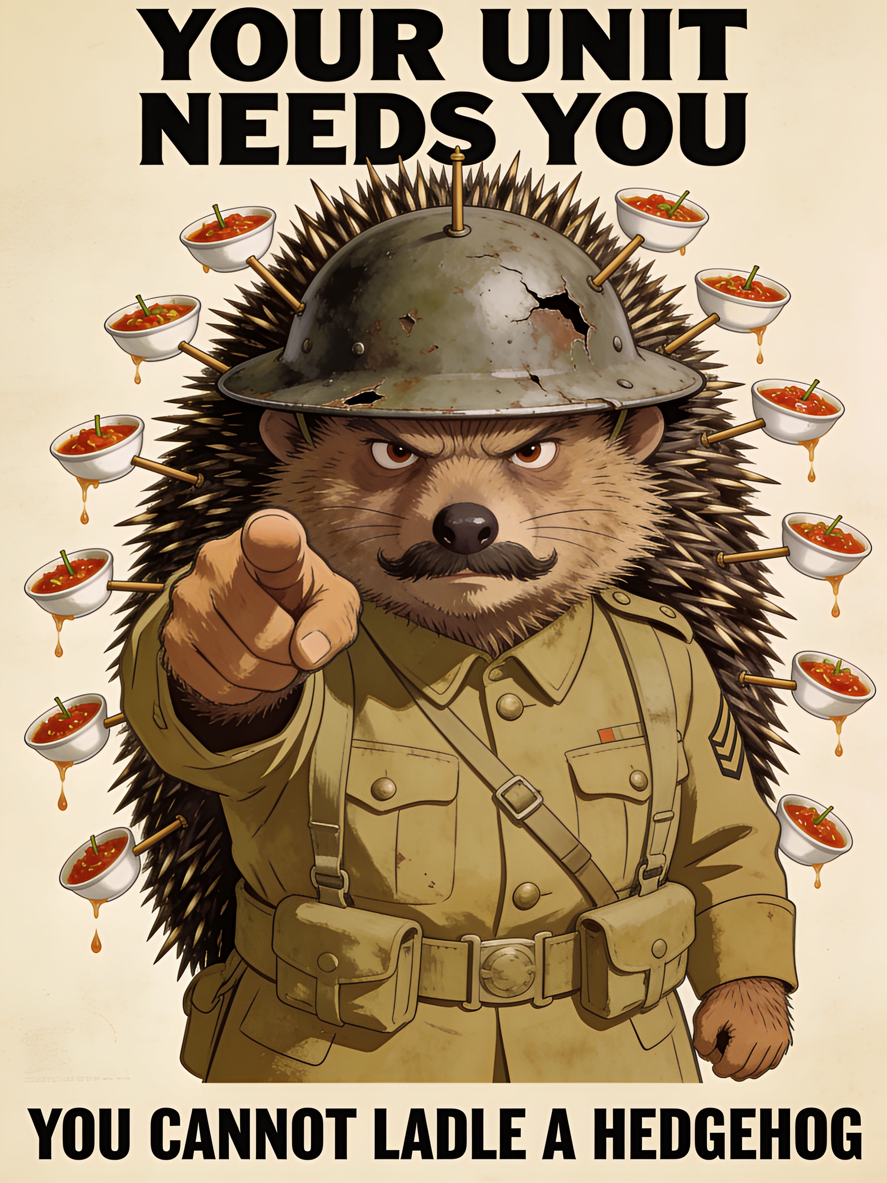 MDPM69 the hedgehog. Your unit needs you. You cannot ladle a hedgehog.