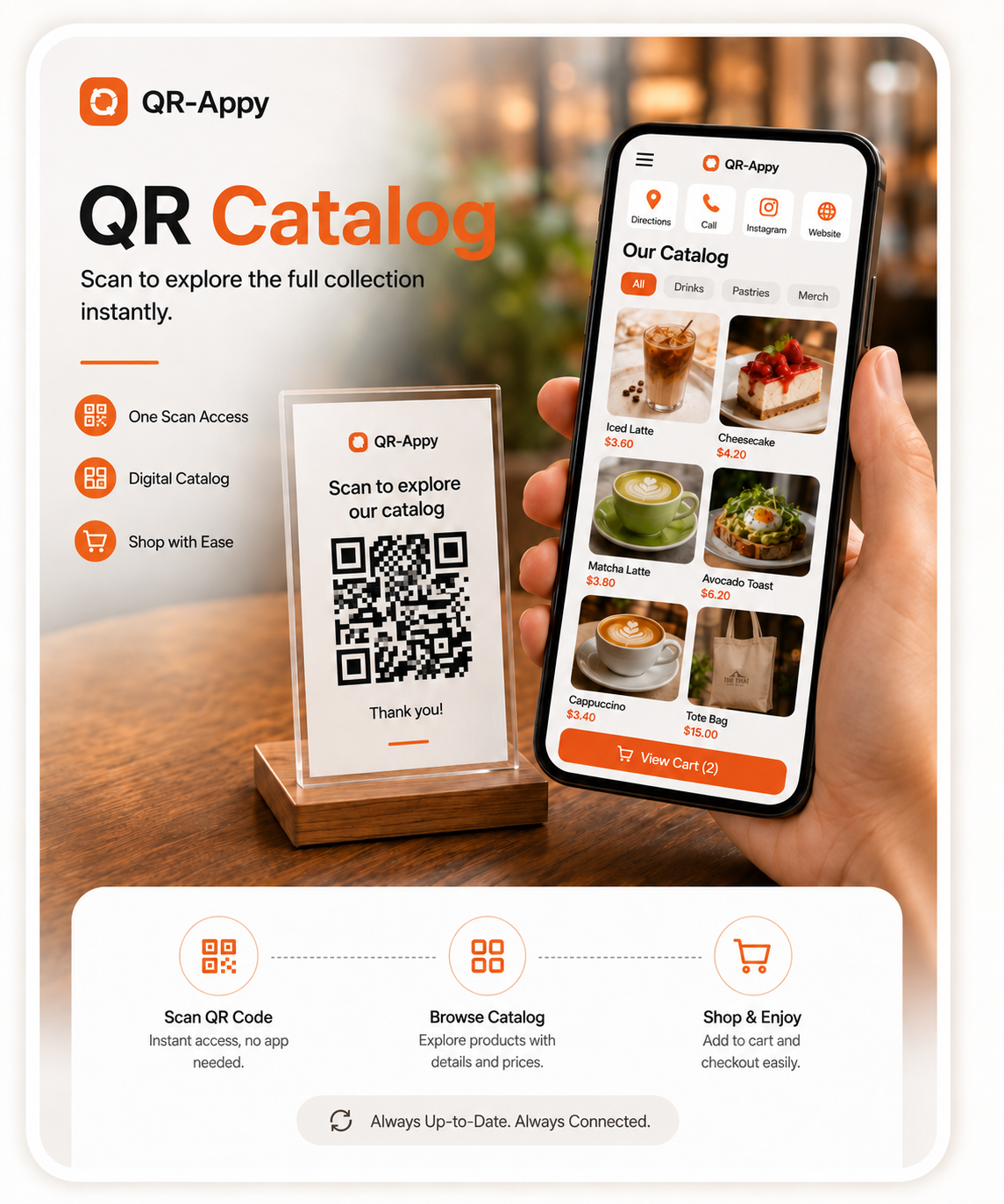 QR-Appy online catalog on a smartphone for a local business