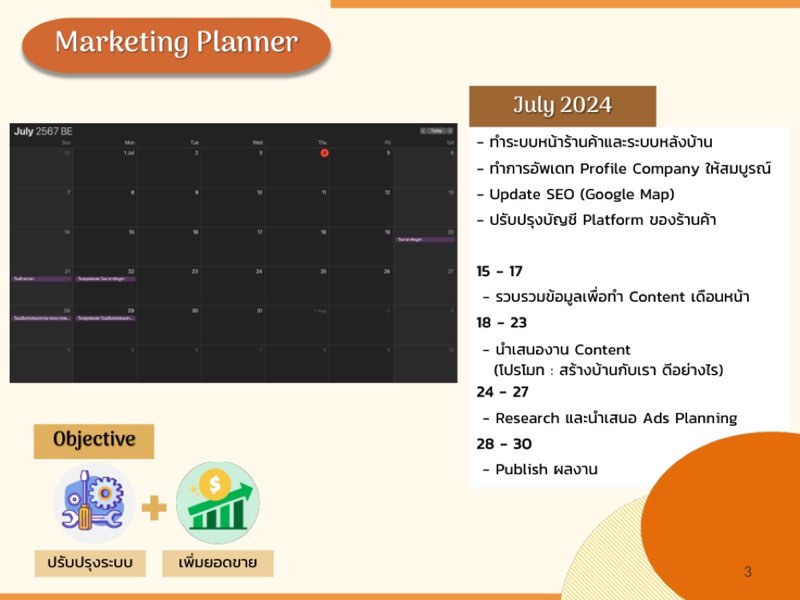 Marketing planner monthly breakdown example