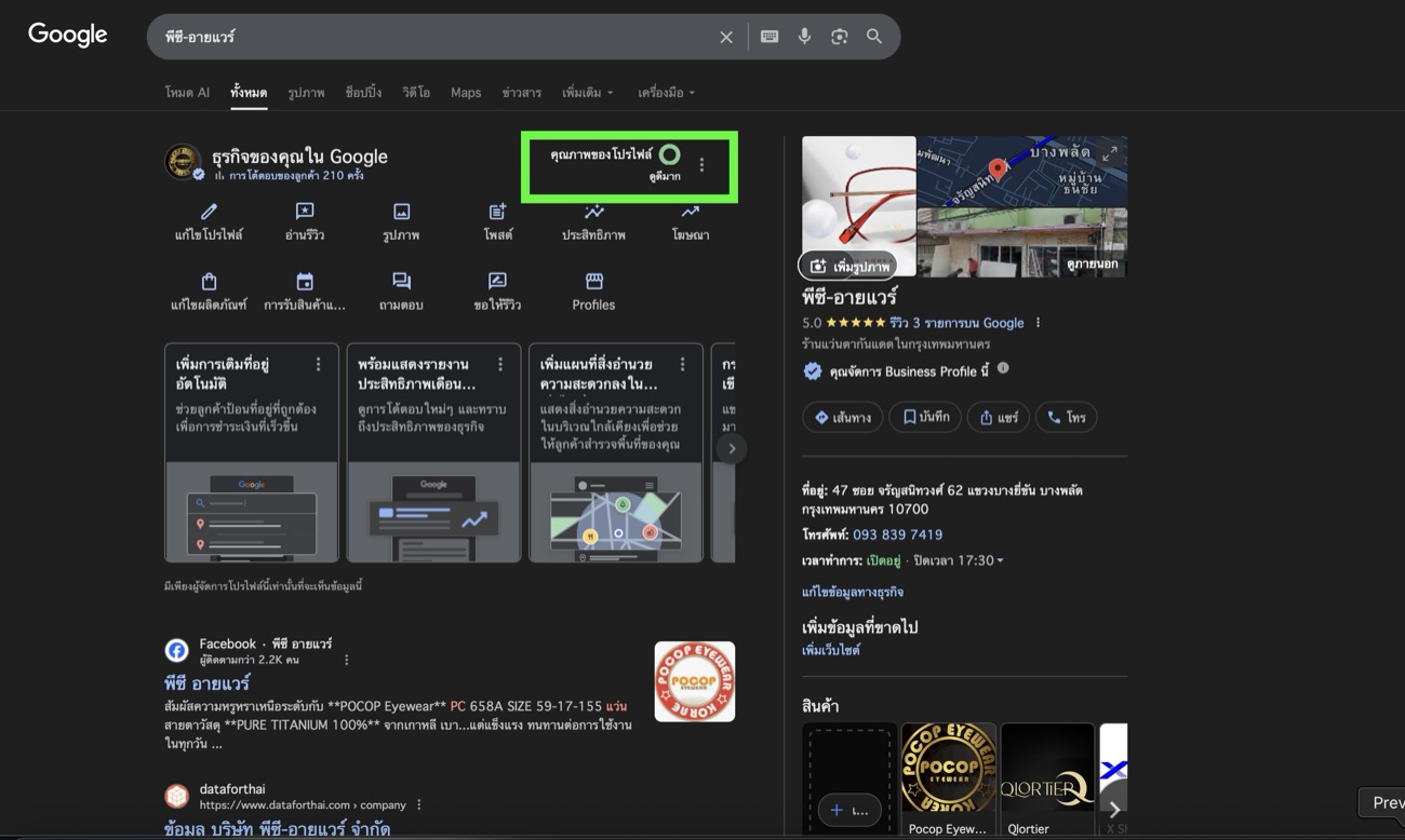 Google Business Profile after optimization — Profile Quality excellent