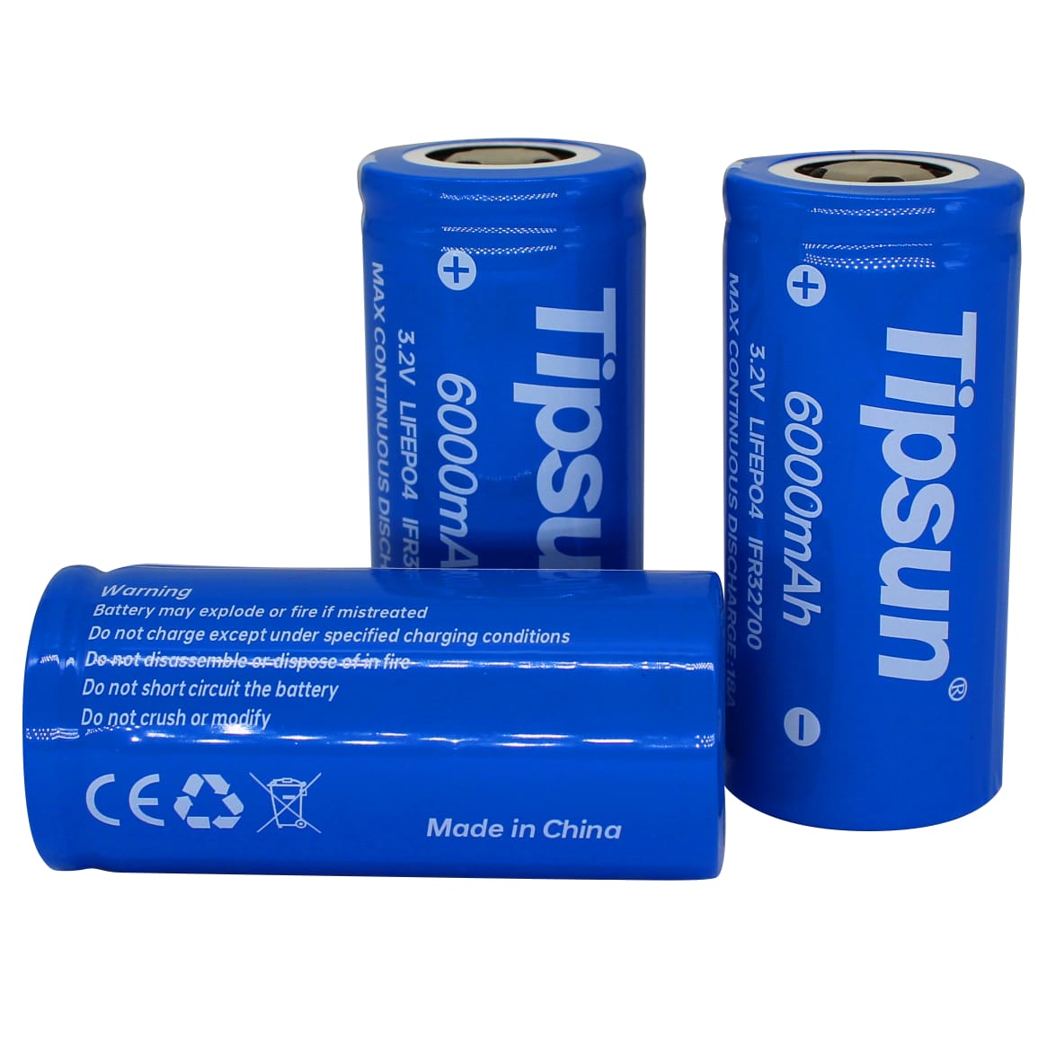 Tipsun 32700 3.2V 6000mAh Rechargeable LiFePO4 Cylindrical Cell for Solar & EVs