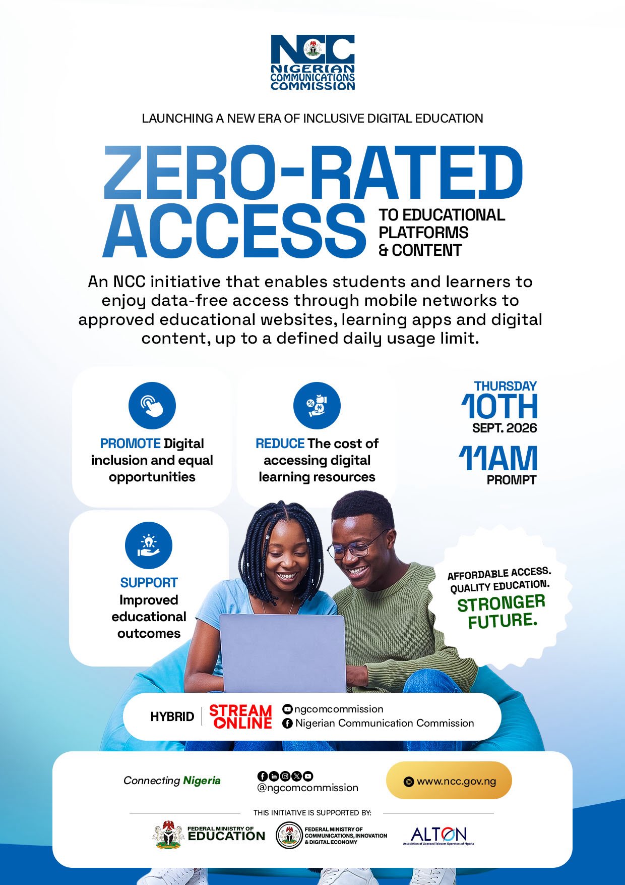 NCC and Federal Ministry of Education launch zero-rated data initiative for students