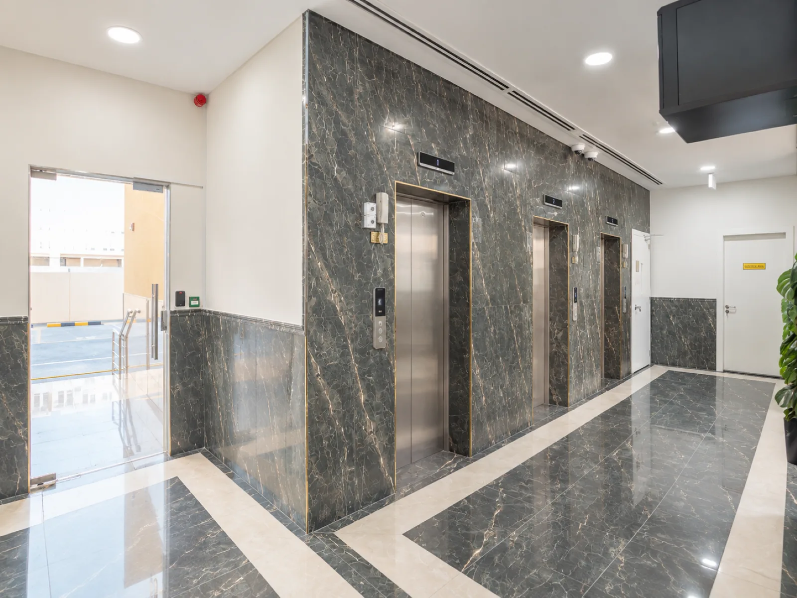 Polished Marble Elevator Lobby