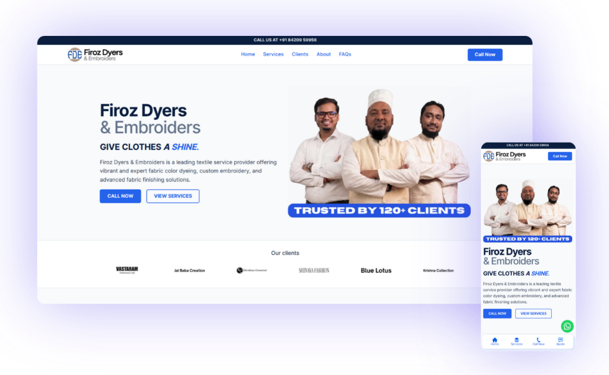 octolab Firoz Dyers — web design company websites, marketing and branding services, b2b web design agency, website development and digital marketing company.