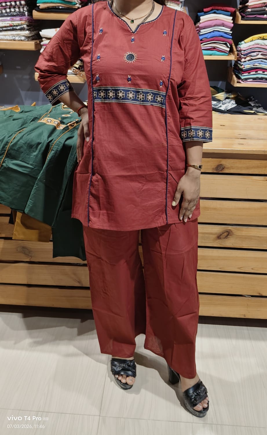 Women Daily Wear Cotton Kurti and Pant Set