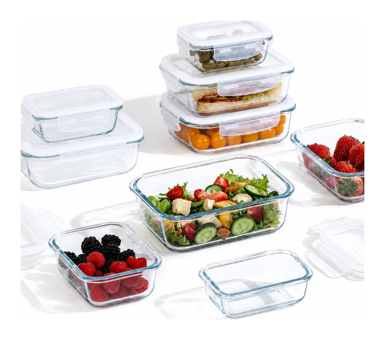 Set of 10 Food Glass Containers  - default