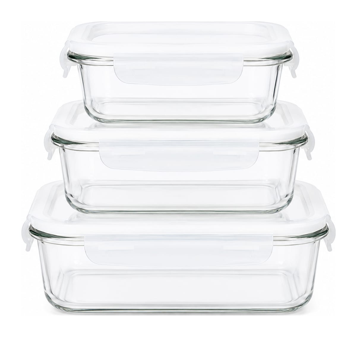 Food Glass Containers 3pcs 400ml+630ml+1000ml - default