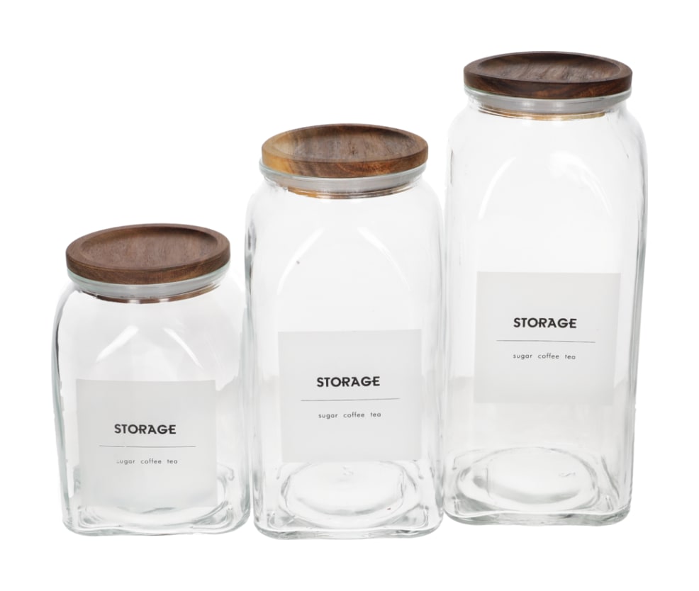 Coffee Glass Jar Set 3pcs  - default