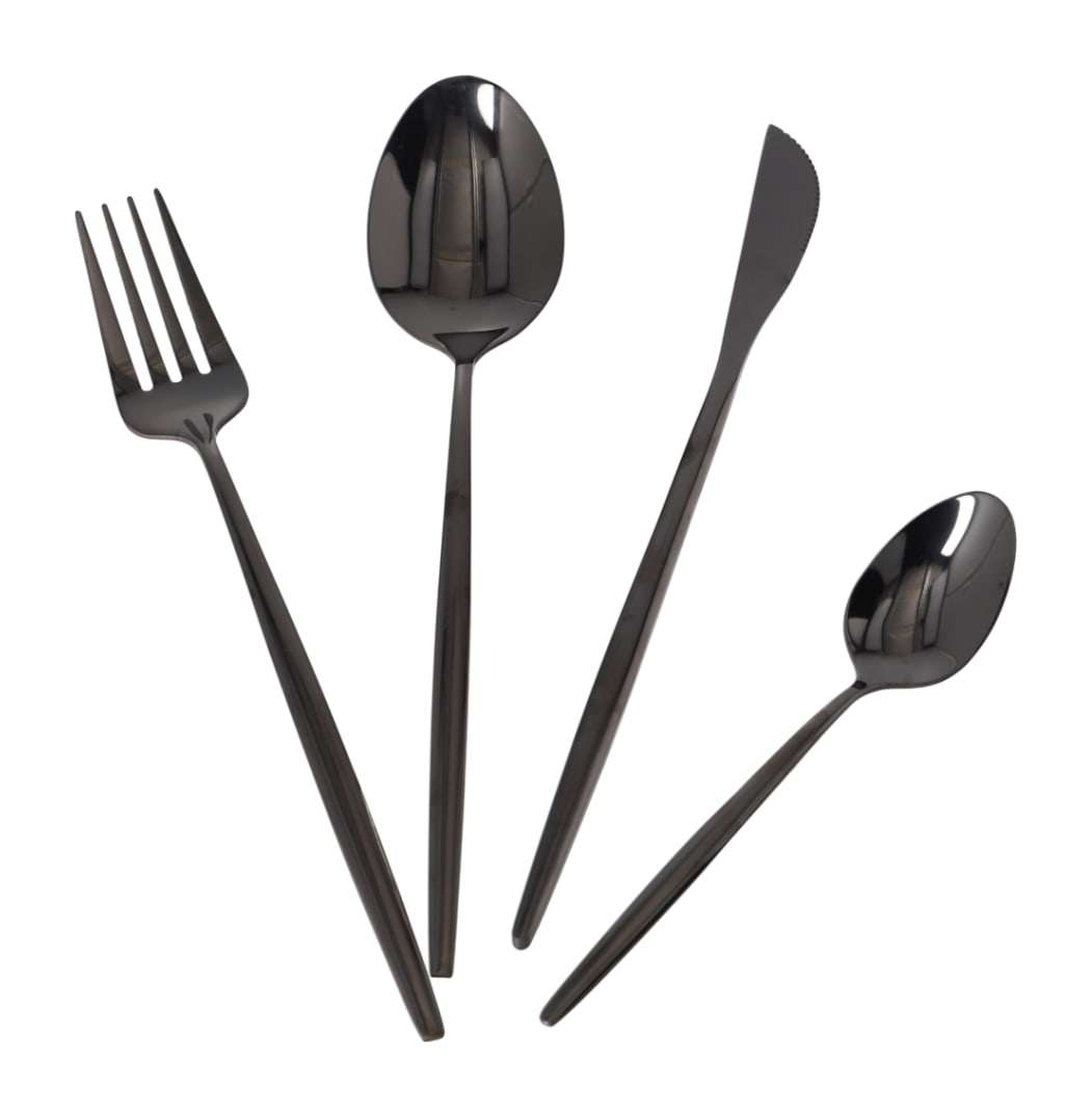 Black 16-Piece Cutlery Set - default