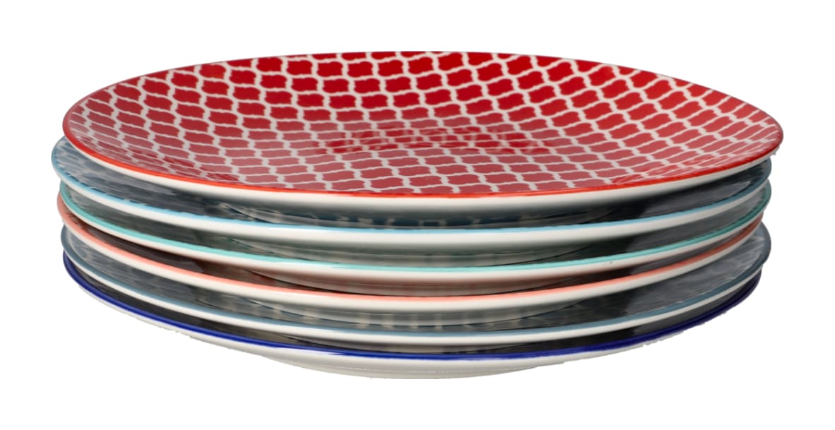 6Pcs Mixed Bohemian Dinner Plate Set 26.7cm - default