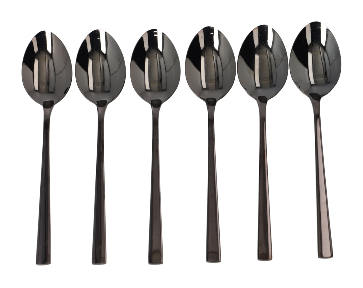Black Dinner Spoons Set 6pcs 20cm - default