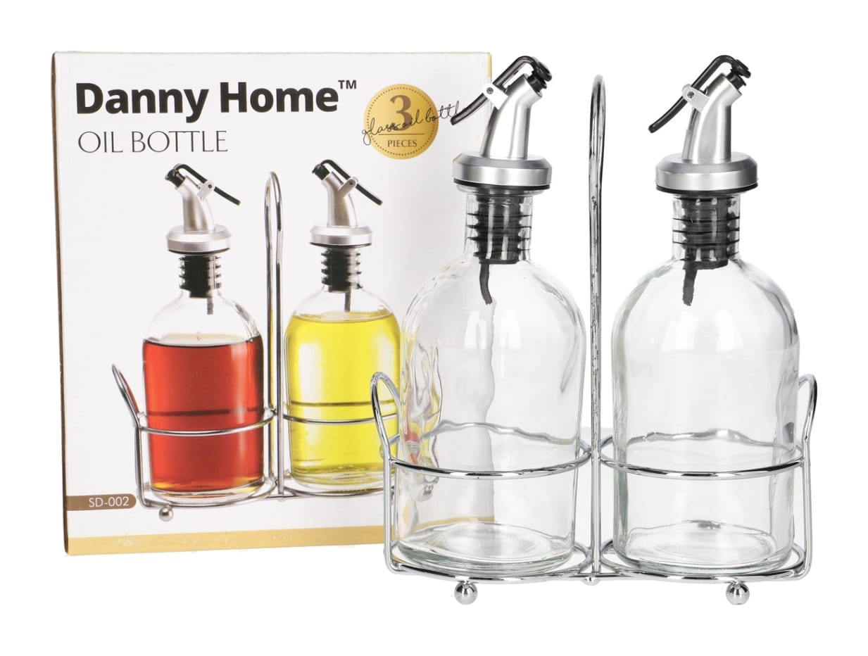  Oil &amp;Vinegar Dispenser Glass Bottle Set2Pcs - default