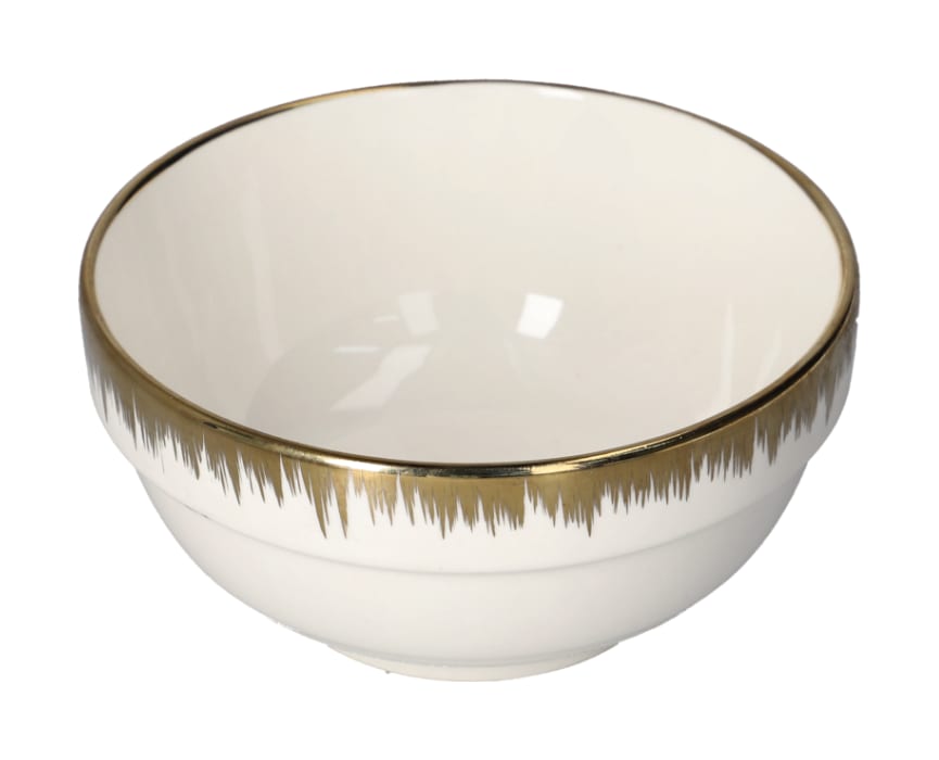 Round White &amp; Gold Dessert Bowl 13.3cm - default