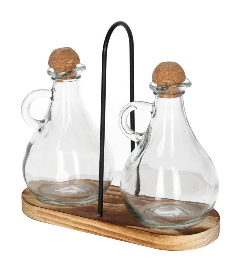 Vinegar &amp; Oil Dispenser with Cork Stopper 150ml 2Pcs - default