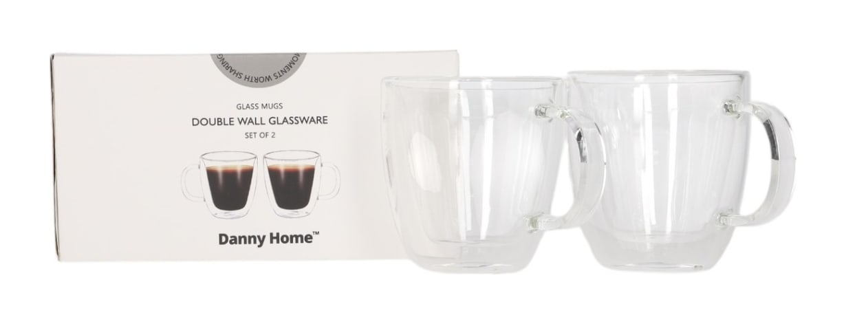 Double Walled Glass Mug with Handle 150ml - default
