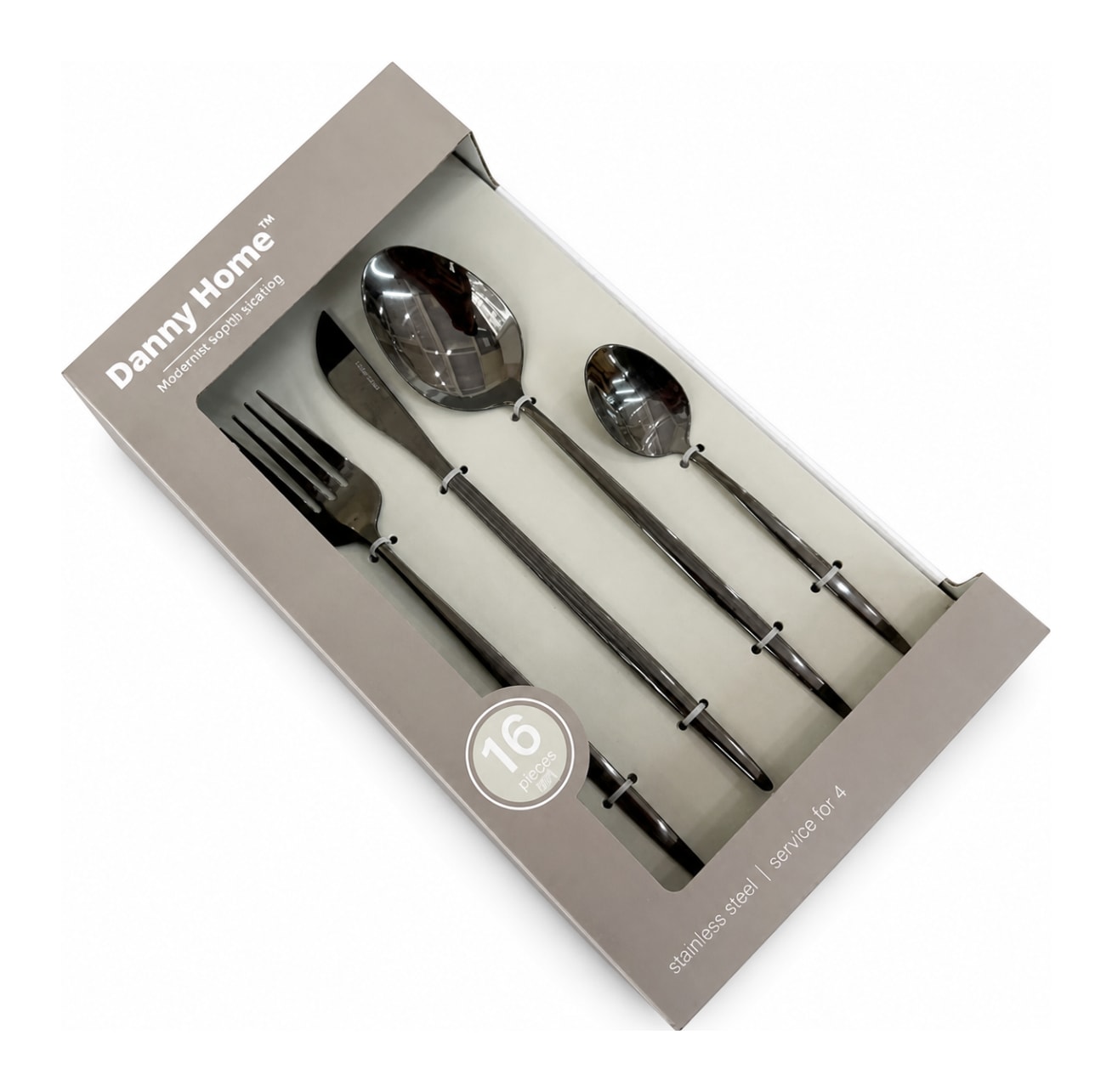 Black 16-Piece Cutlery Set - default