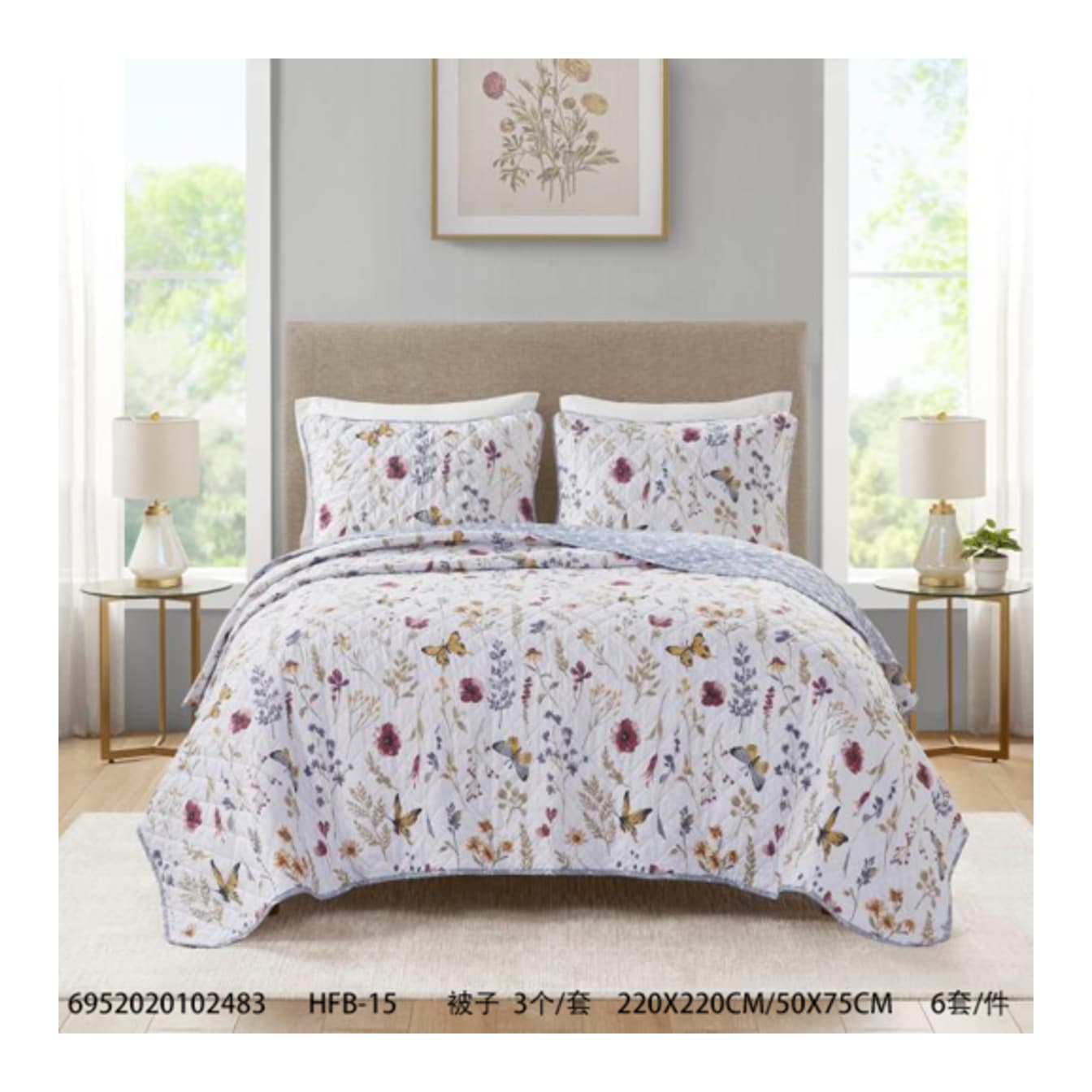 3Pcs Quilt &amp; Pillowcase Set - default