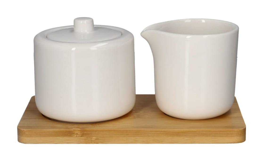 Sugar Jar &amp; Creamer with Tray 3pcs   - default