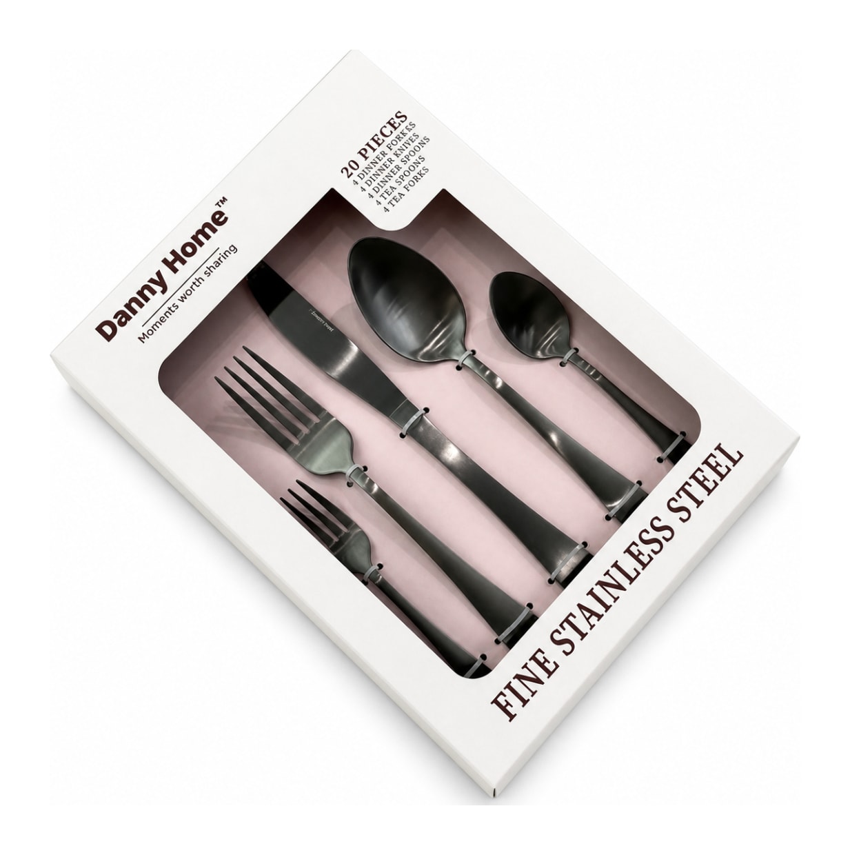 Black 20-Piece Cutlery Set - default