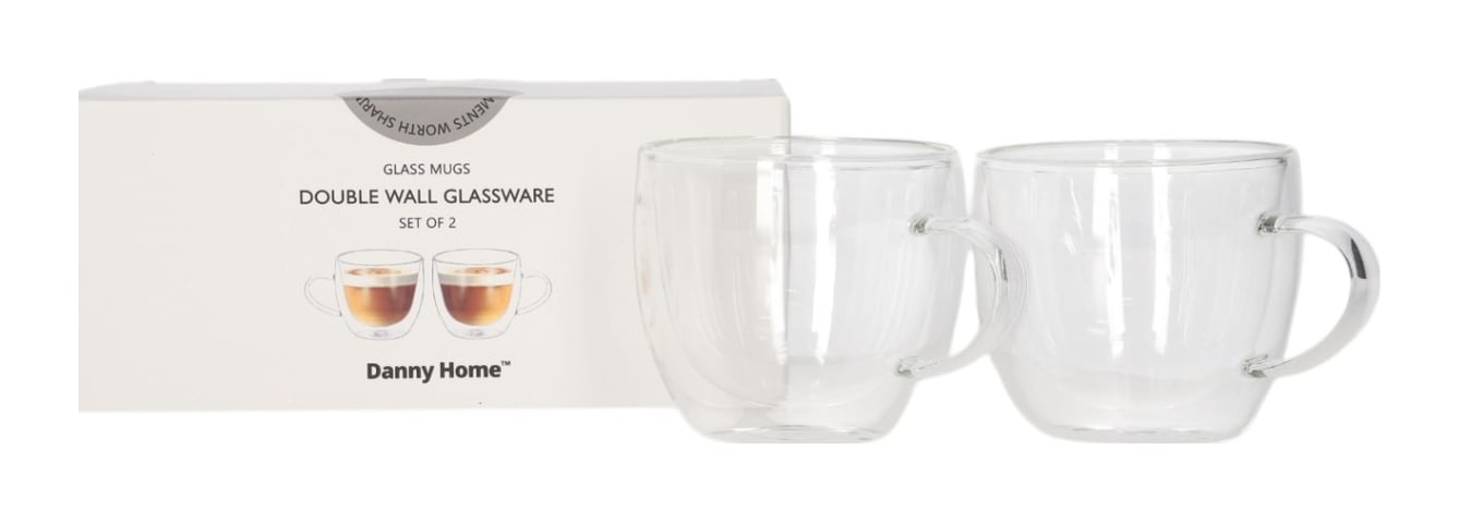Double Walled Glass Mug with Handle 200ml - default