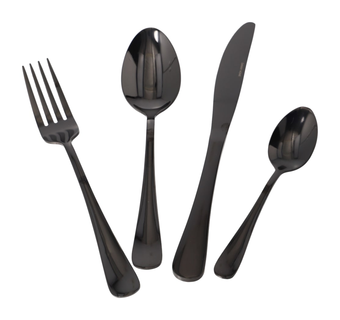 Black 16-Piece Cutlery Set - default