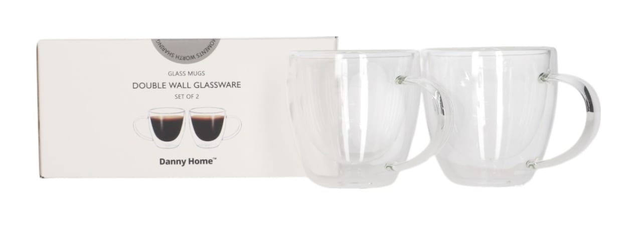 Double Walled Glass Mug with Handle 150ml - default