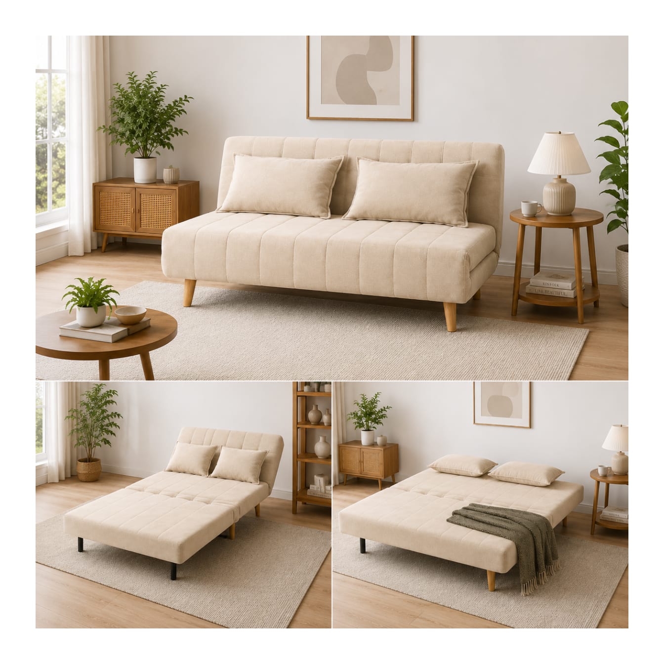 2-Seater Folding Armless Sofa Bed 118cm - default