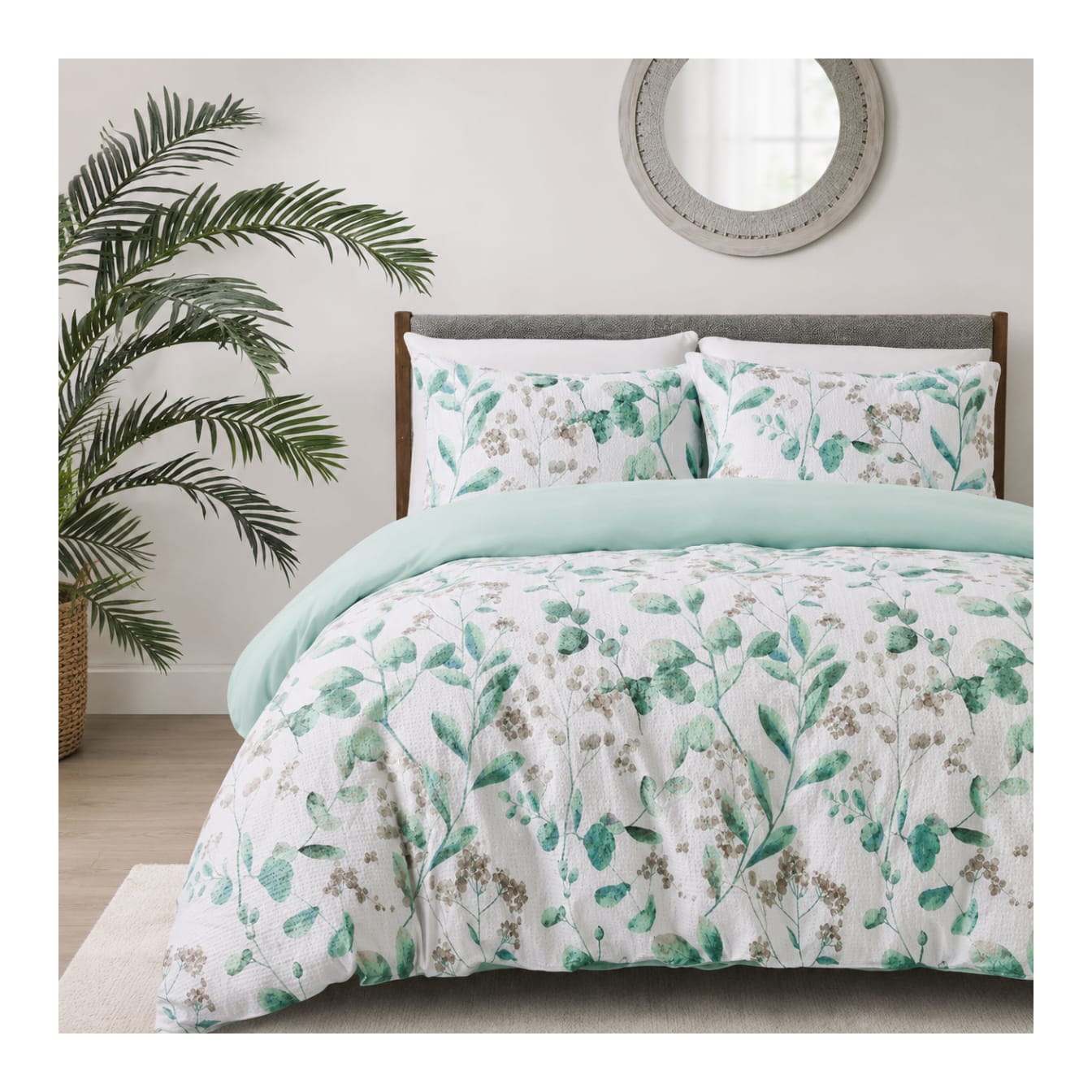 3Pcs Queen Floral Botanical Duvet Cover Set - default