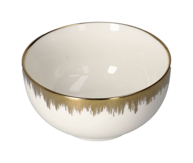 Round White &amp; Gold Dessert Bowl 11.2cm - default