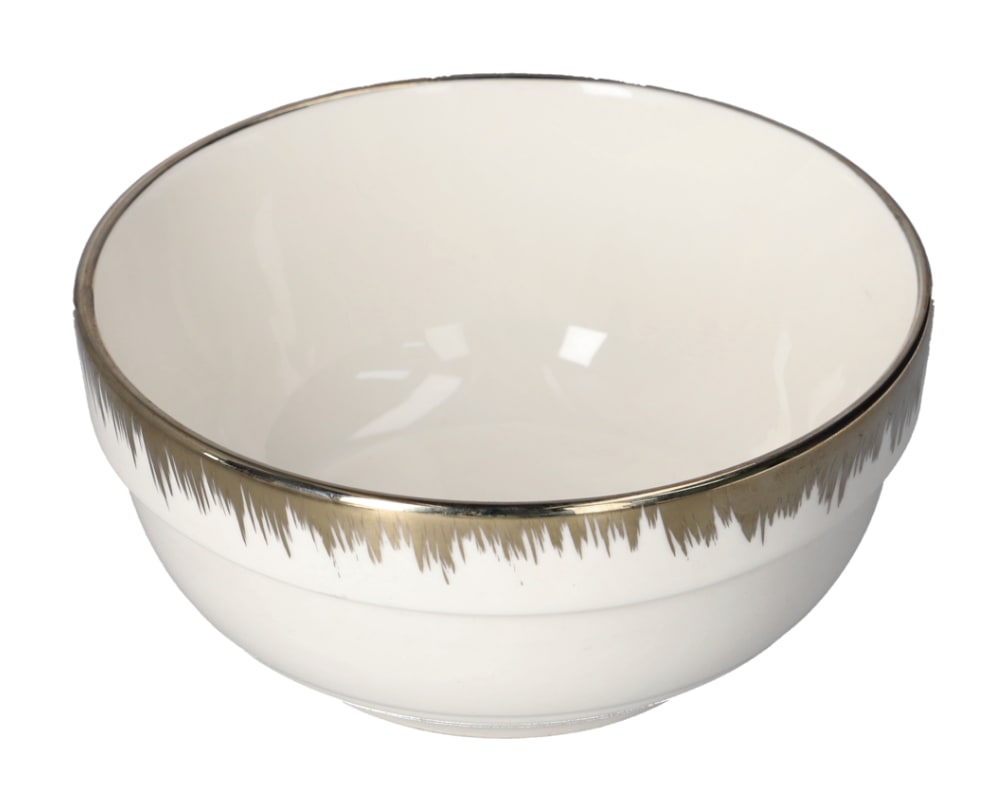 Round White &amp; Gold Pasta Bowl 15.7cm - default