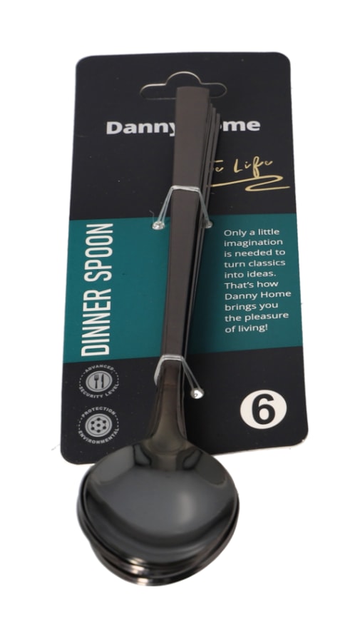 Black Dinner Spoons Set 6pcs 20cm - default
