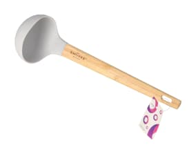 Silicone Soup Spoon With Bamboo Handle - default