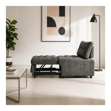 Grey Folding Lounge Sofa Bed 200cm 