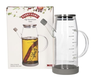 Borosilicate Glass Oil Jug With Stainless Steel Lid 750ml - default
