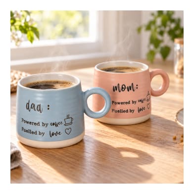 Printed Ceramic Mug Set 2pcs 425ml