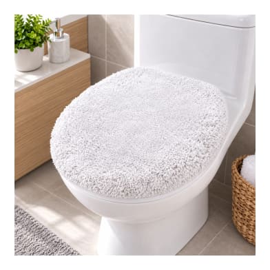 White Plush Toilet Lid Cover 50cm - default