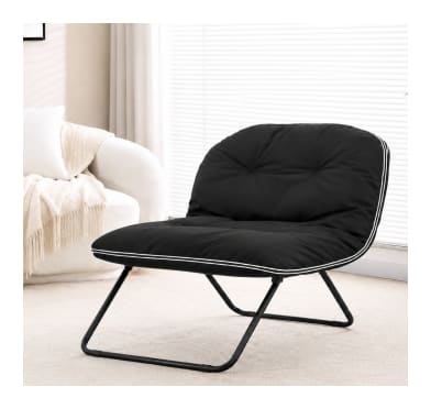 Black Padded Folding Lounge Chair 70cm 