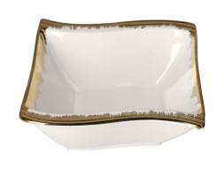 White Wavy Bowl With Gold Rim 14.5cm