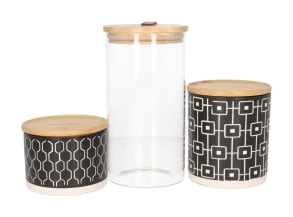 Glass &amp; Ceramic Canister Set 3pcs - default